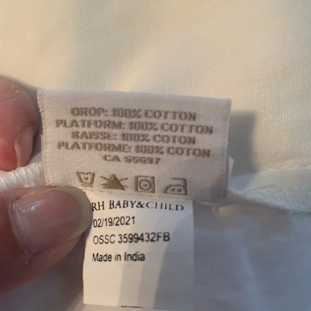 RH Baby and child Crib Skirt with Gray Stitching